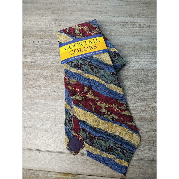 Stonehedge Cocktail Collection Men's Tie Red Blue Creme Marble Allover Beer... - Picture 7 of 7